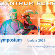 ملصق تجريدي ملوّن يتضمن صورتين ونصًا عريضًا "Symposium Update 2025" وإشارات إلى "ZENTRUM RUHR.